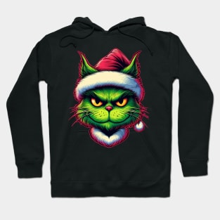 Cute Cat as The Grinch on Christmas Hoodie